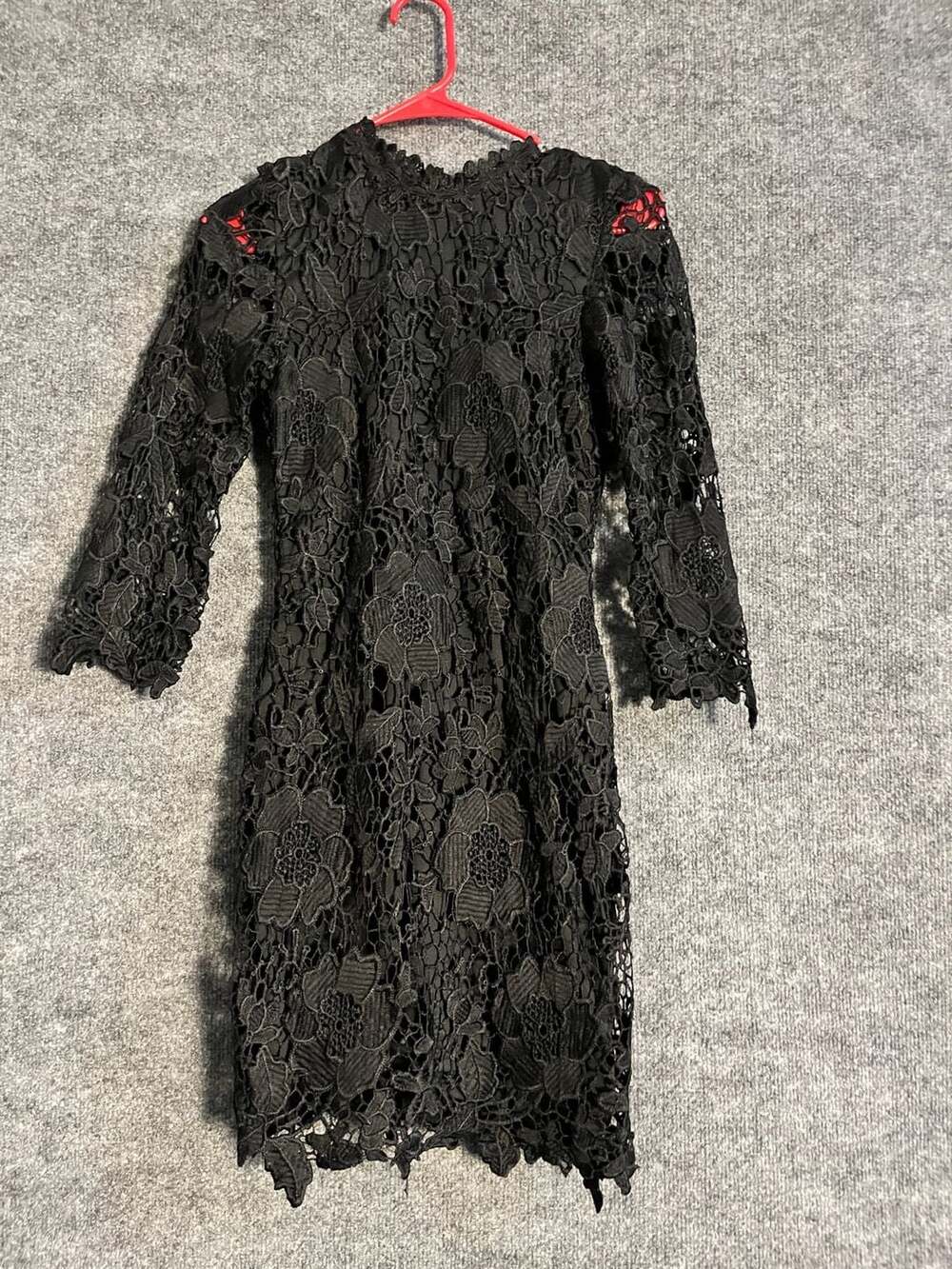 Tea N Rose Crochet Lace Dress Size S Black Polyester Long Sleeve 007-04